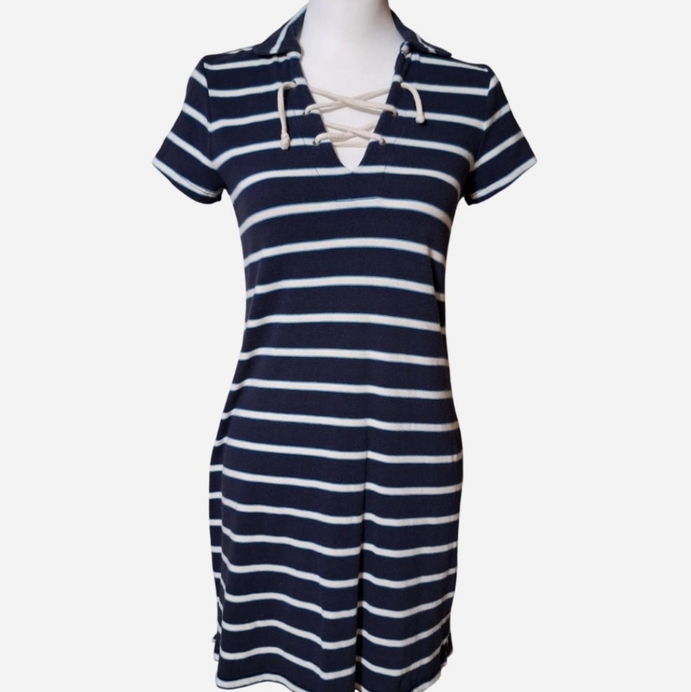 Hollister preppy tennis prep polo dress lace up details Small Active